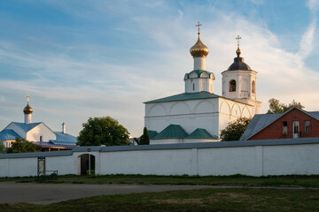 St. Basil the Great Cathedral (Vasilievsky Cathedral) with a bell tower in St. Vasilievsky Monastery on a sunny summer day, Suzdal, Vladimir Region, Russia - obrazy, fototapety, plakaty