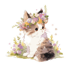 Cat with flower crown