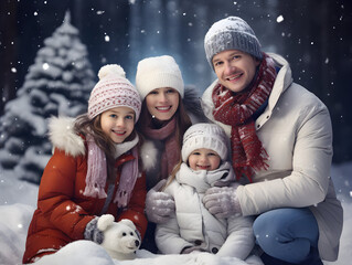 Obraz premium happy family use time together on chrismas and new year
