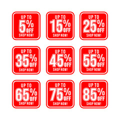 Sale percentage set 5 15 35 off and other red label template