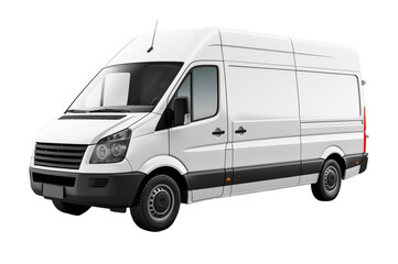 Delivery white van with space for text isolated over on transparent background. - obrazy, fototapety, plakaty