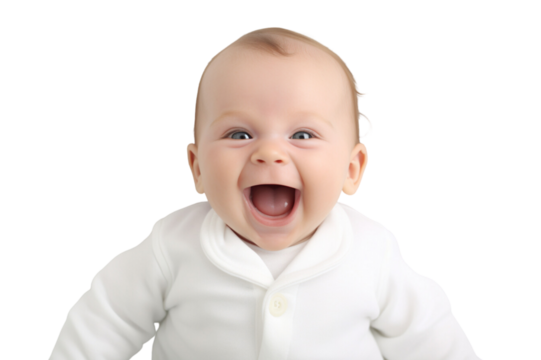 Portrait newborn baby happy over isolated on transparent background.