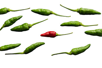 green chili pepper isolated on transparent background. PNG format - obrazy, fototapety, plakaty