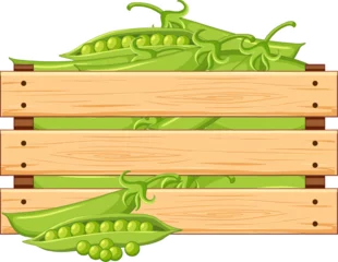 Deurstickers Isolated Wooden Crate Full of Fresh Snap Peas © GraphicsRF