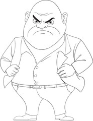 Grumpy Bald Middle-Age Mafia Man Cartoon Character