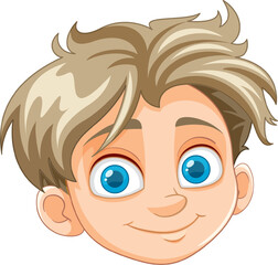 Smiling Boy with Blond Hair and Blue Eyes