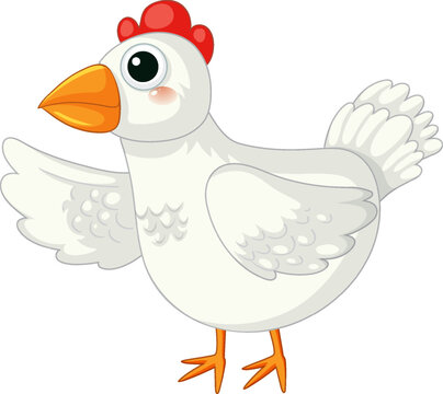 Cheerful Chicken Cartoon Character Standing in Vector Style