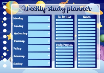 Foto op Canvas Outer Space Study Plan: Hourly Schedule © GraphicsRF
