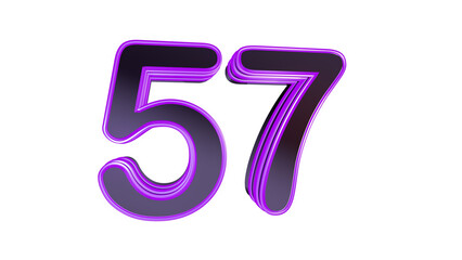 Purple glossy 3d number 57