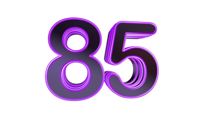 Purple glossy 3d number 85