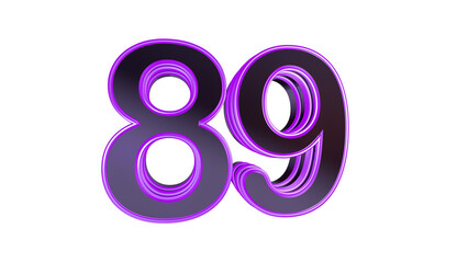 Purple glossy 3d number 89
