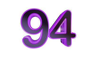 Purple glossy 3d number 94