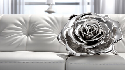 white rose on a chair HD 8K wallpaper Stock Photographic Image 
