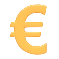 Obraz premium Euro sign isolated on white background. 3D icon, sign and symbol. Cartoon minimal style. Front view. 3D Render Illustration
