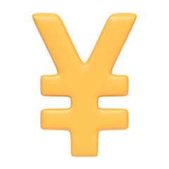 Yen sign isolated on white background. 3D icon, sign and symbol. Cartoon minimal style. Front view. 3D Render Illustration