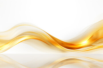 Shining modern gold wave curved design on white background.