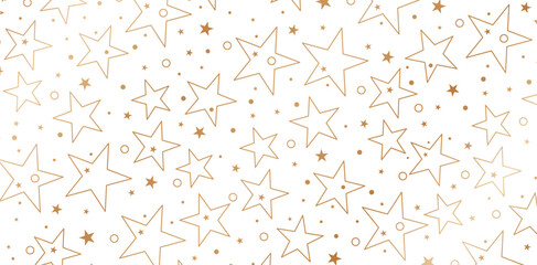 Vector illustration Stars seamlessly patterns with Golden stars isolated on white backgrounds for book covers, Digital interfaces, prints design templates material, banner, poster ads, advertisements