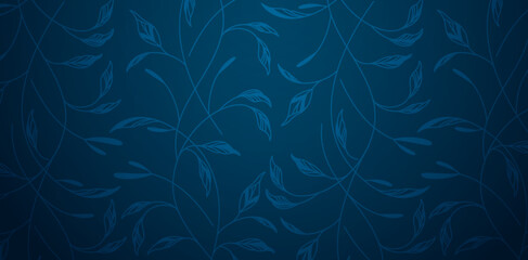 vector illustration Abstract blue background with leaves wallpapers for Presentations marketing, decks, ads, books covers, Digital interfaces, print design templates material, wedding invitation cards - obrazy, fototapety, plakaty