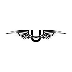 Initial U letter wings logo