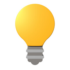 3d illustration of yellow light bulb idea icon business concept