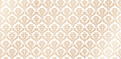 vector illustration seamlessly patterns golden damask wallpaper for Presentations marketing, decks, Canvas for text-based compositions: ads, book covers, Digital interfaces, print design templates - obrazy, fototapety, plakaty