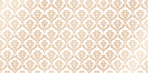 Fotobehang vector illustration seamlessly patterns golden damask wallpaper for Presentations marketing, decks, Canvas for text-based compositions: ads, book covers, Digital interfaces, print design templates © IchdaAlimul