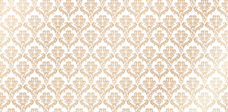 vector illustration seamlessly patterns golden damask wallpaper for Presentations marketing, decks, Canvas for text-based compositions: ads, book covers, Digital interfaces, print design templates