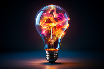 Abstract creative light bulb, Generative AI
