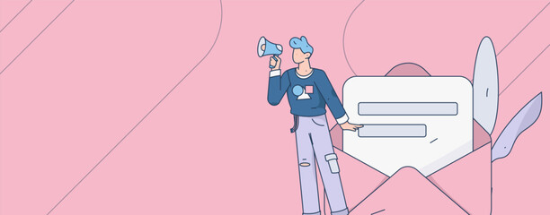 Notification announcement vector creative flat hand drawn illustration
