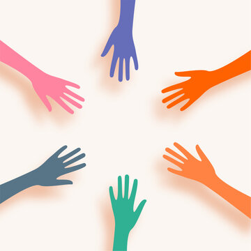 colorful volunteer joining hand background for social service