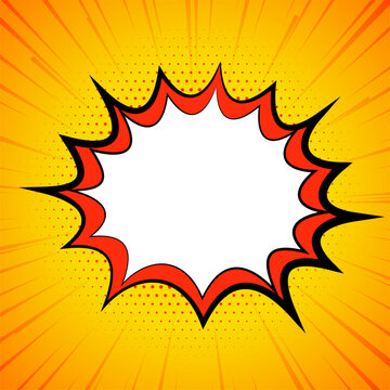 eye catching comic speech bubble yellow background with radial rays