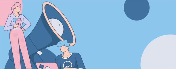 Notification announcement vector creative flat hand drawn illustration
