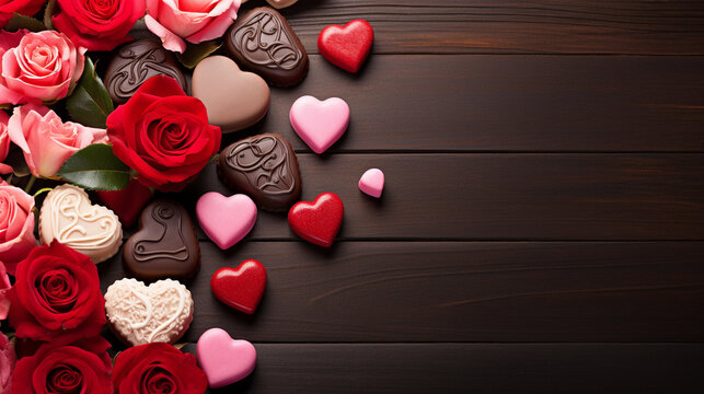 rose and chocolate HD 8K wallpaper Stock Photographic Image 