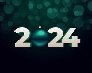 2024 new year bauble background with bokeh effect