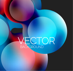 Beautiful flowing round shapes and circles abstract background. Liquid color bubble composition