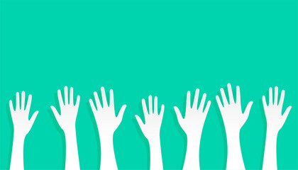 papercut volunteer group raising hand for social welfare