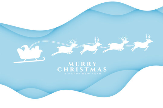 merry christmas event background with flying satna claus sleigh design