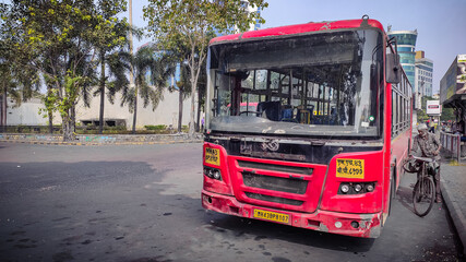 Fototapeta premium Bus at bus depot in vashi Mumbai city 