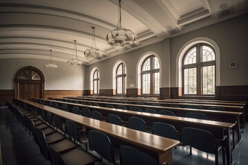 Obraz premium Modern and simple meeting room interior, suitable for catalog cover photos in magazines or advertisements. Generative 