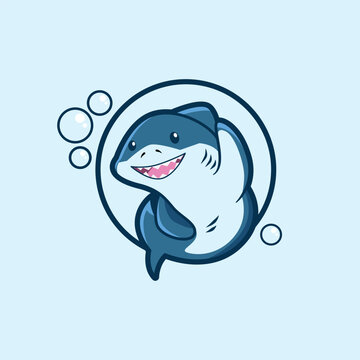 Cute and friendly shark mascot logo