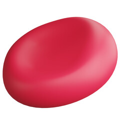 Red blood cell closeup clipart flat design icon isolated on transparent background, 3D render medication and health concept