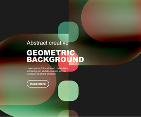 Round triangle and round square composition geometric background