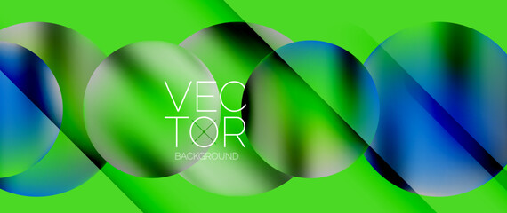 Dynamic bright colorful geometric elements with fluid gradients, lights, shadows blend in a minimal backdrop, creating captivating composition