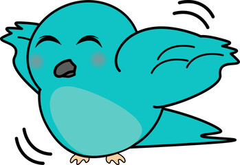 喜ぶ可愛い鳥のイラスト