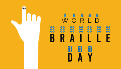 Vector illustration on the theme of World Braille day observed each year during January.banner, Holiday, poster, card and background design.