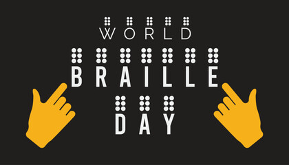 Obraz premium Vector illustration on the theme of World Braille day observed each year during January.banner, Holiday, poster, card and background design.
