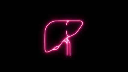 Glowing purple neon line Human organ liver icon isolated on black background. neon liver icon. Neon medical icon Liver. internal organ symbol.