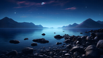 Starry Night Serenity by the Rocky Shore