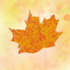 Abstract illustration of maple leaf with bokeh on the background 