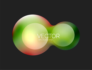 Beautiful flowing round shapes and circles abstract background. Liquid color bubble composition